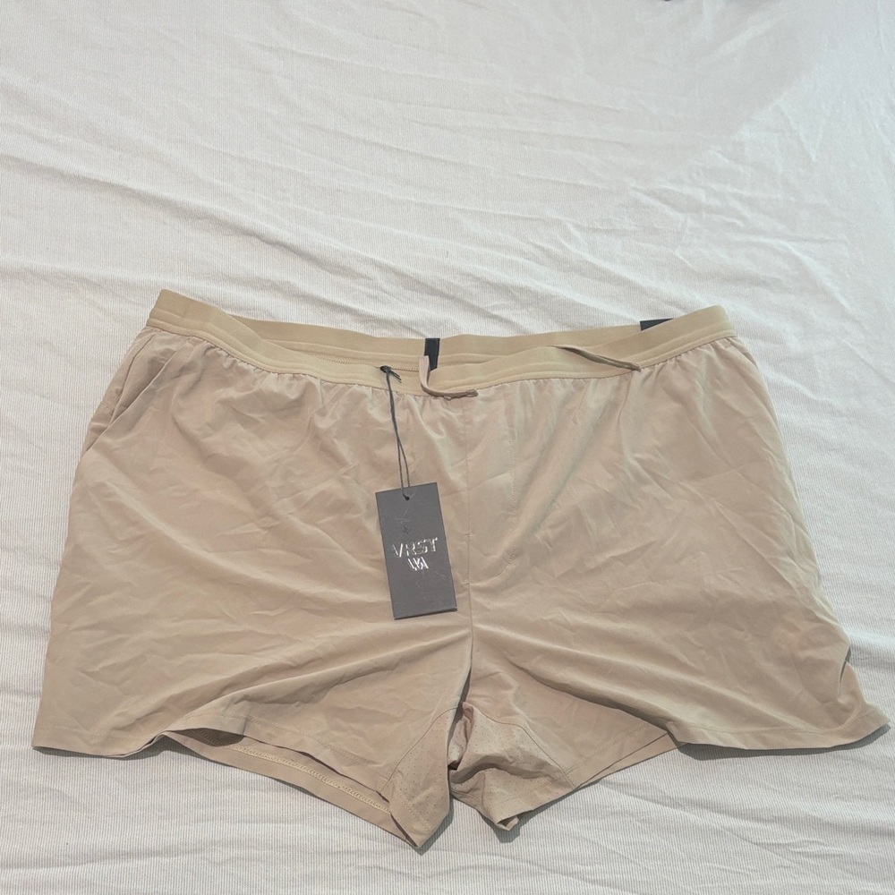 VRST NWT Beige Casual Shorts Lined Running Lightweight Elastic